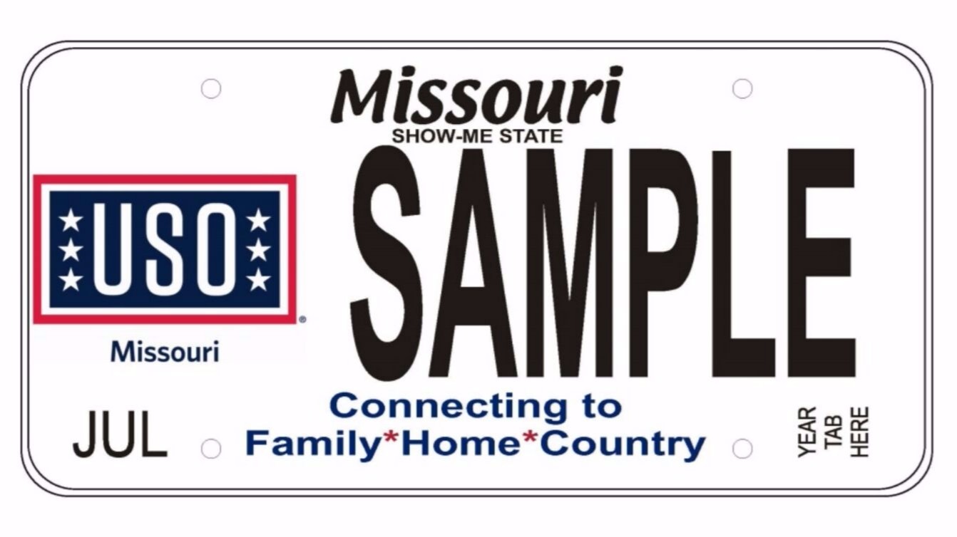 Specialty USO of Missouri license plates now available